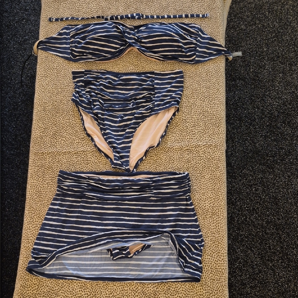 Garnet Hill Navy and White Bikini